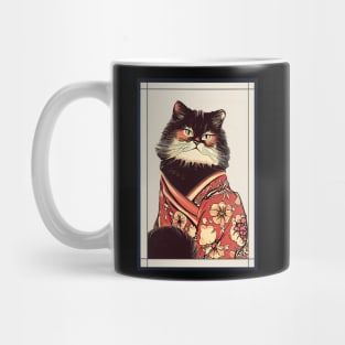 Persian cat Japanese with kimono vintage Mug